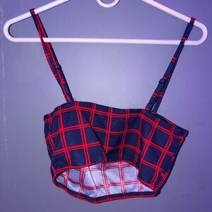 SHEIN Navy and Red Plaid Shirt